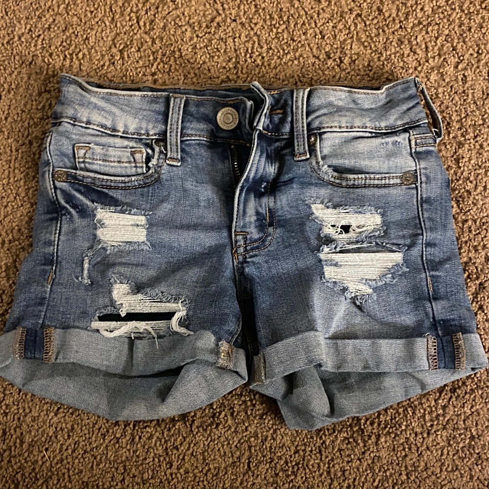 Aeropostale Blue Distressed Jean Shorts